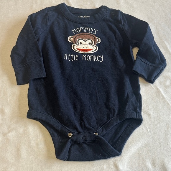 GAP - Navy Blue Baby Onesie with Monkey Design - Picture 1 of 3